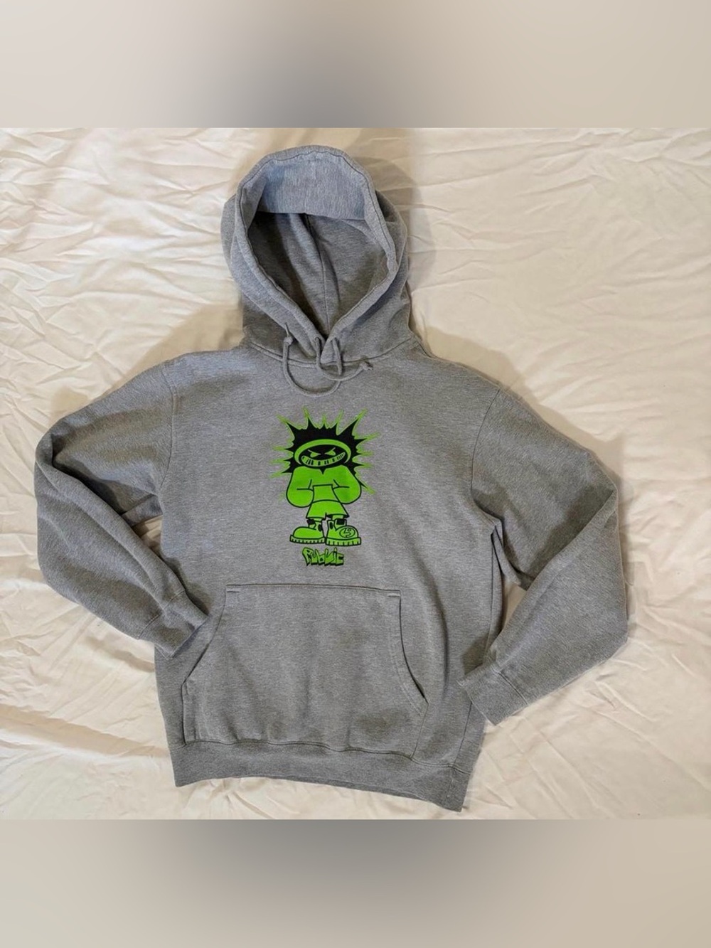 Public Snowboards Dispute Heather Grey Hoodie Green Graphic Size Medium